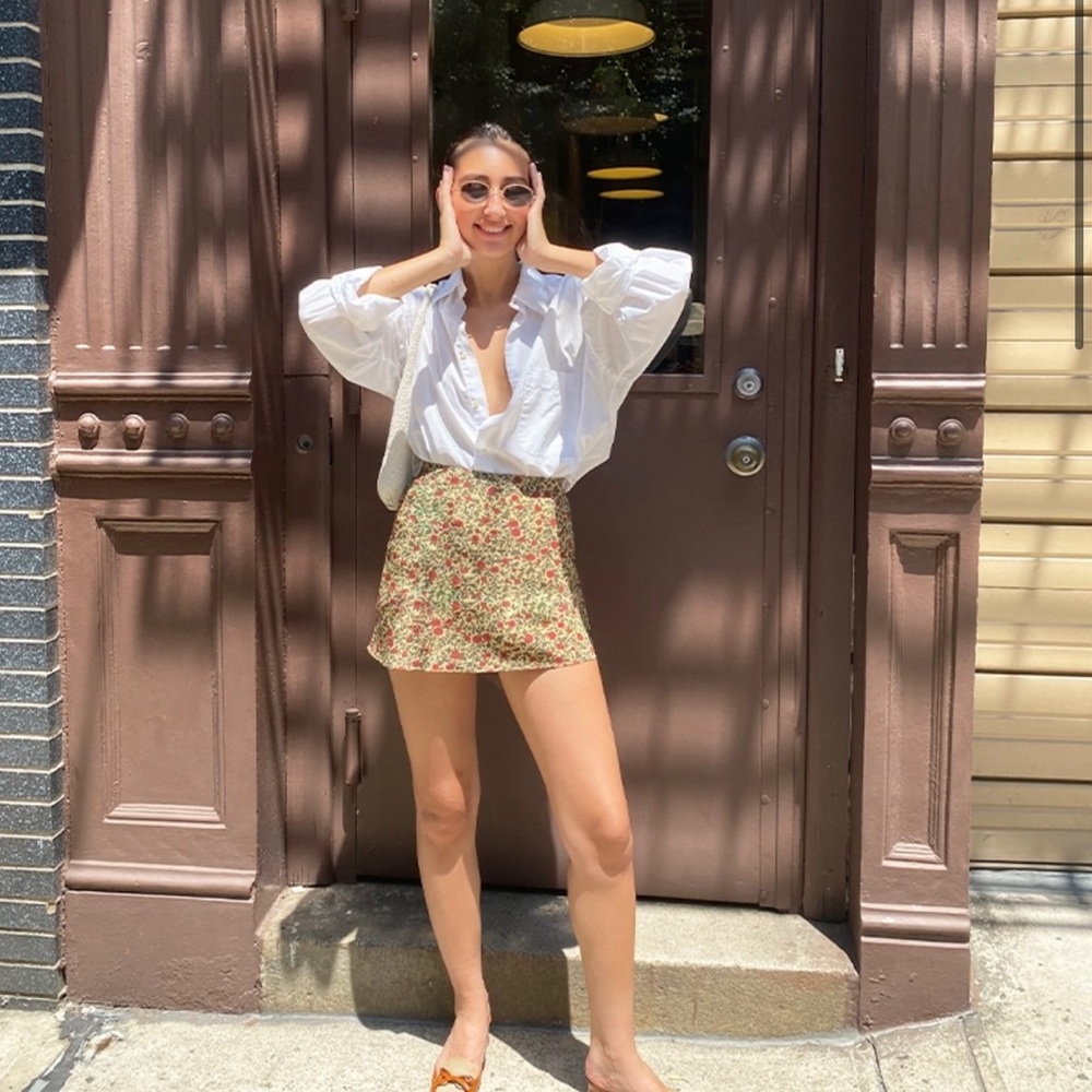 Realisation Par Floral Mini Skirt in Green and Red